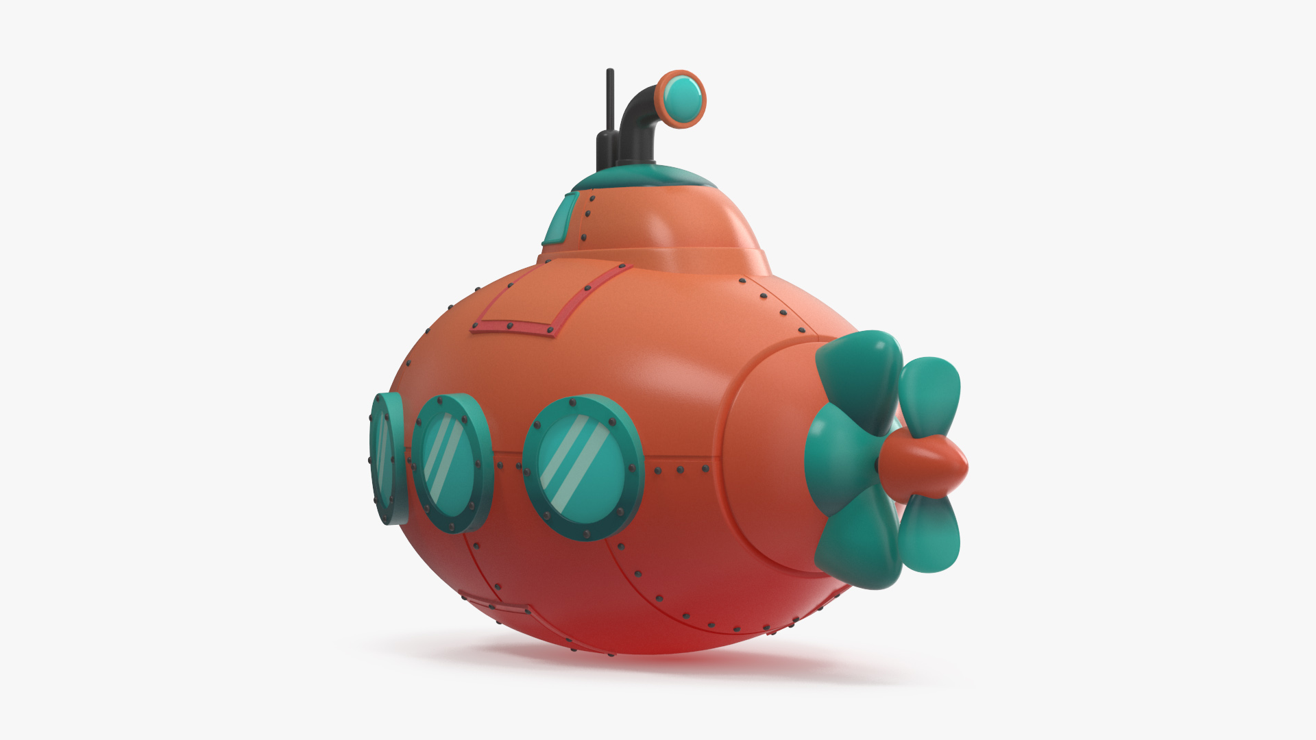 3D Cartoon Red Submarine