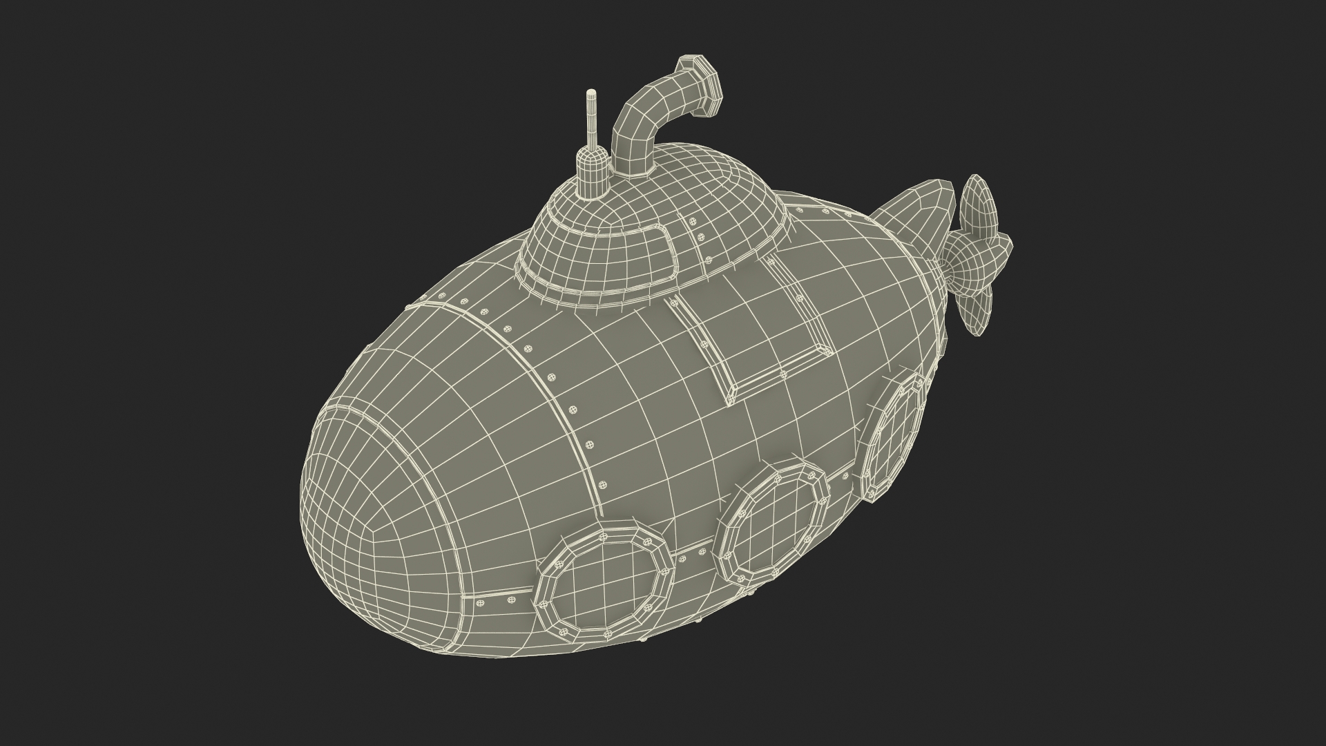 3D Cartoon Red Submarine