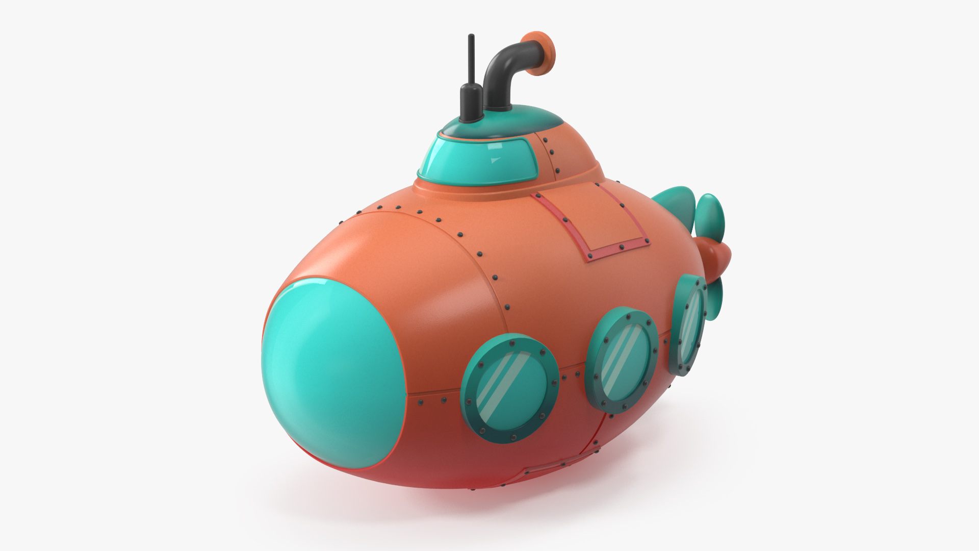 3D Cartoon Red Submarine
