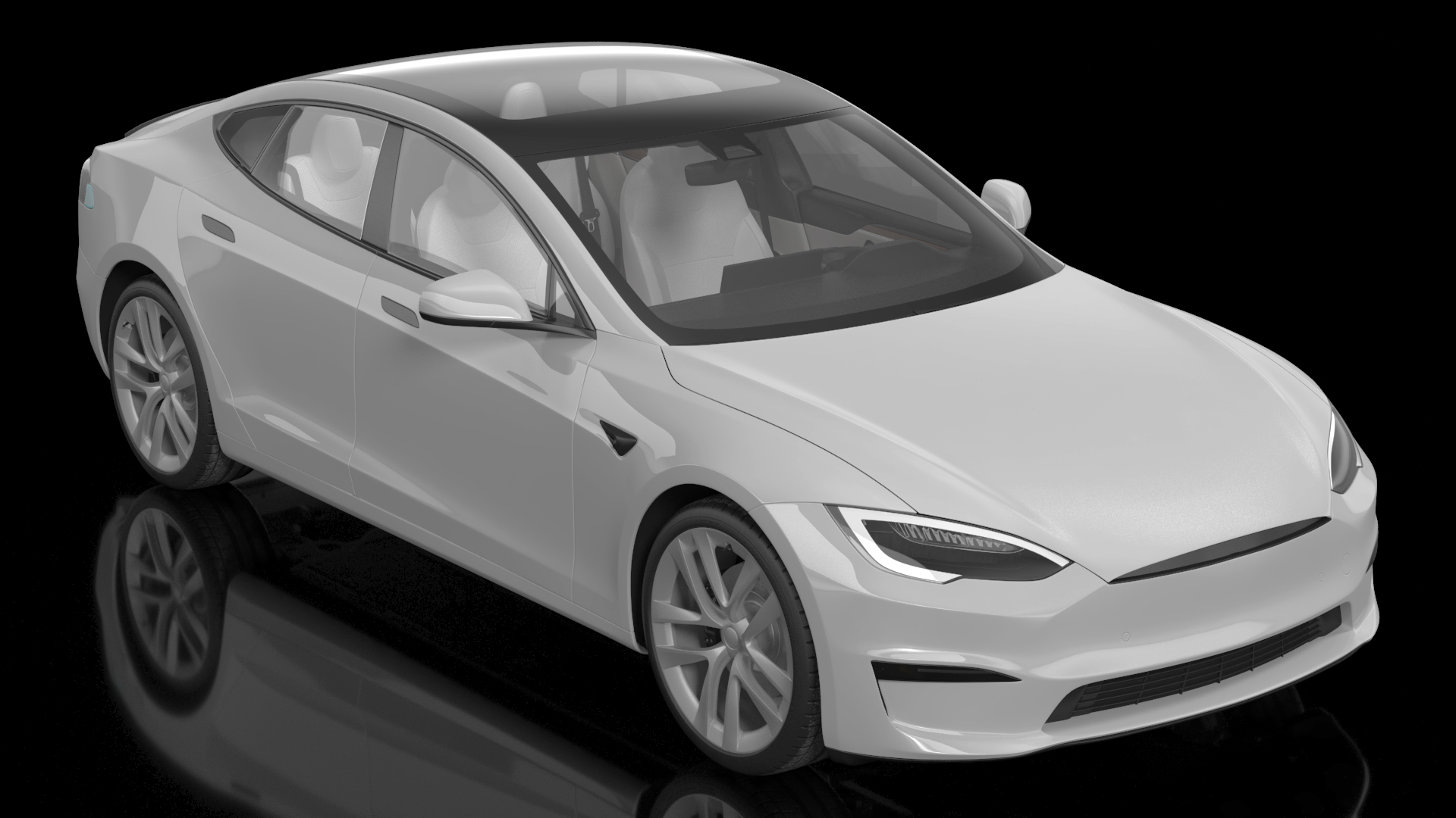 3D Electric Liftback Sedan model