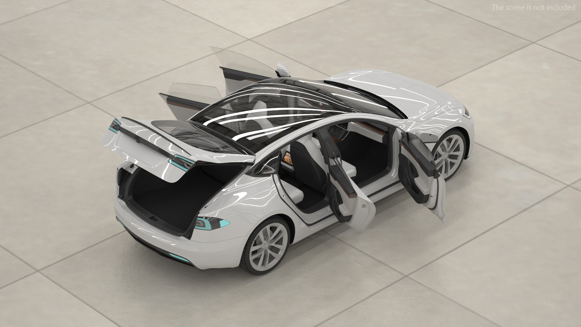 3D Electric Liftback Sedan model