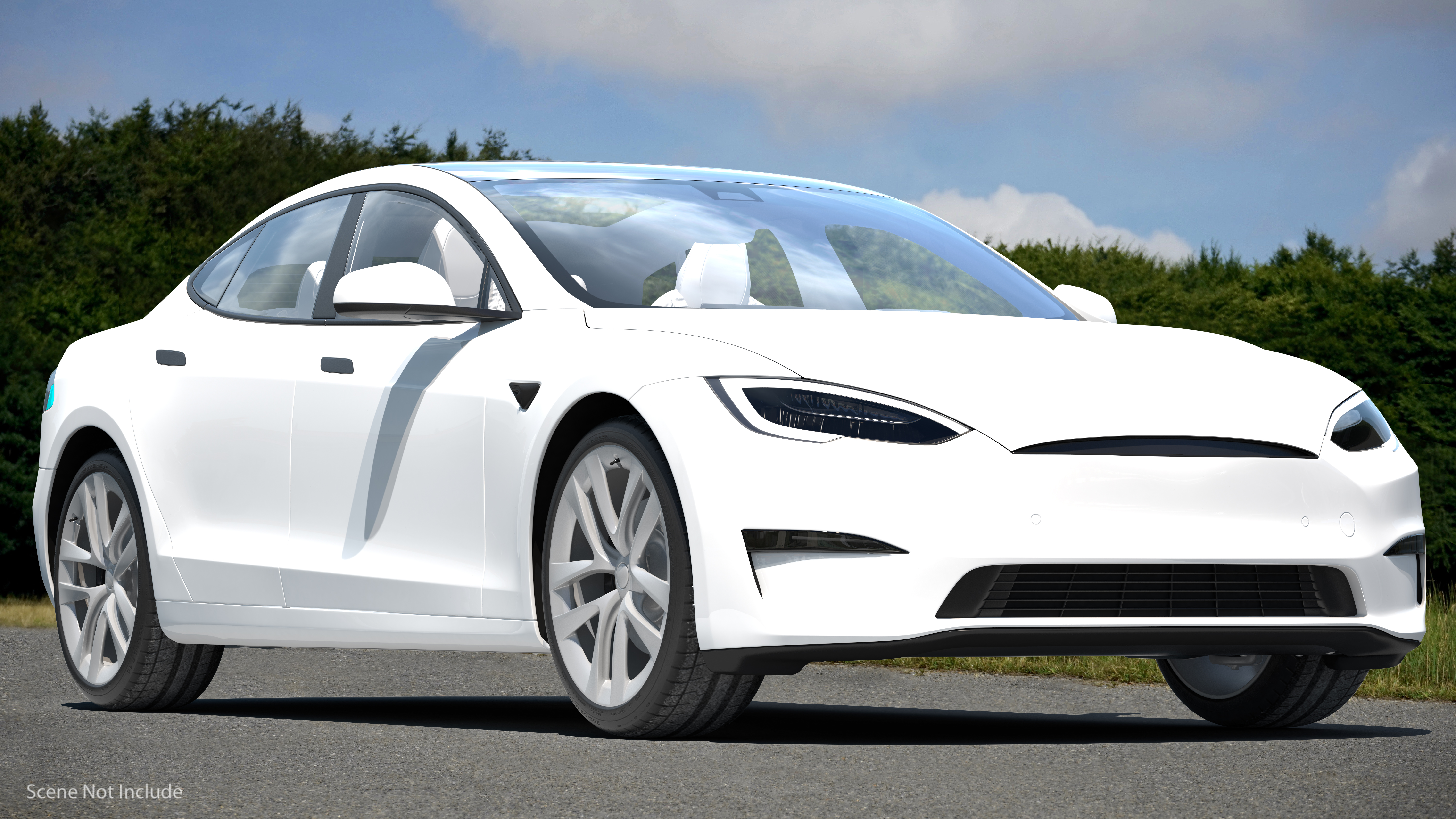 3D Electric Liftback Sedan model