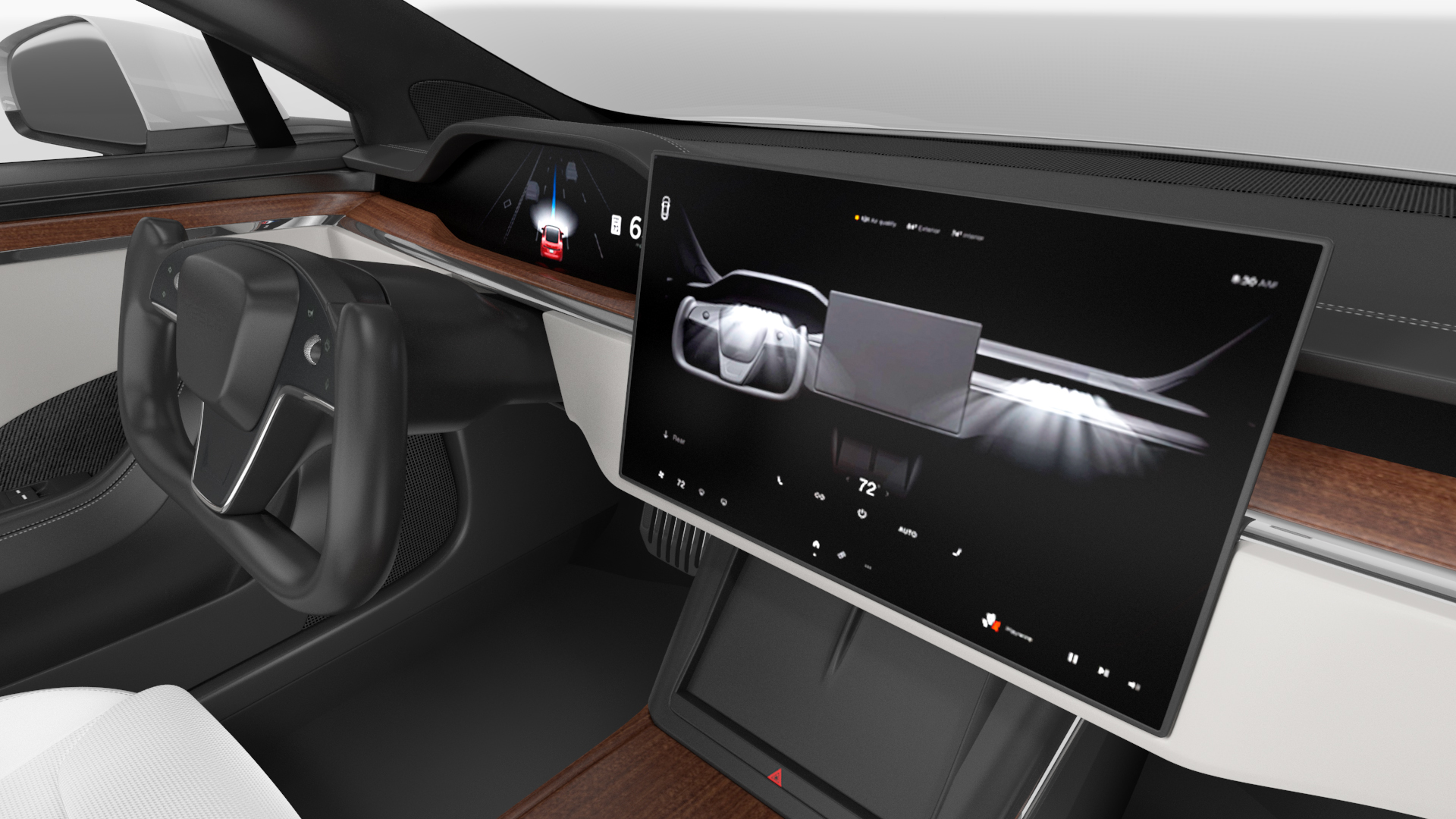3D Electric Liftback Sedan model