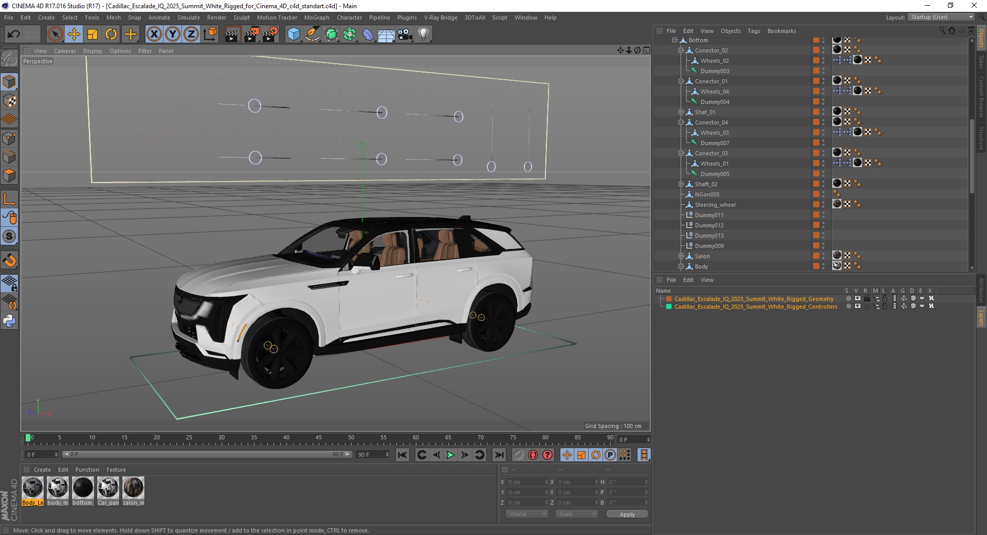 Cadillac Escalade IQ 2025 Summit White Rigged for Cinema 4D 3D model
