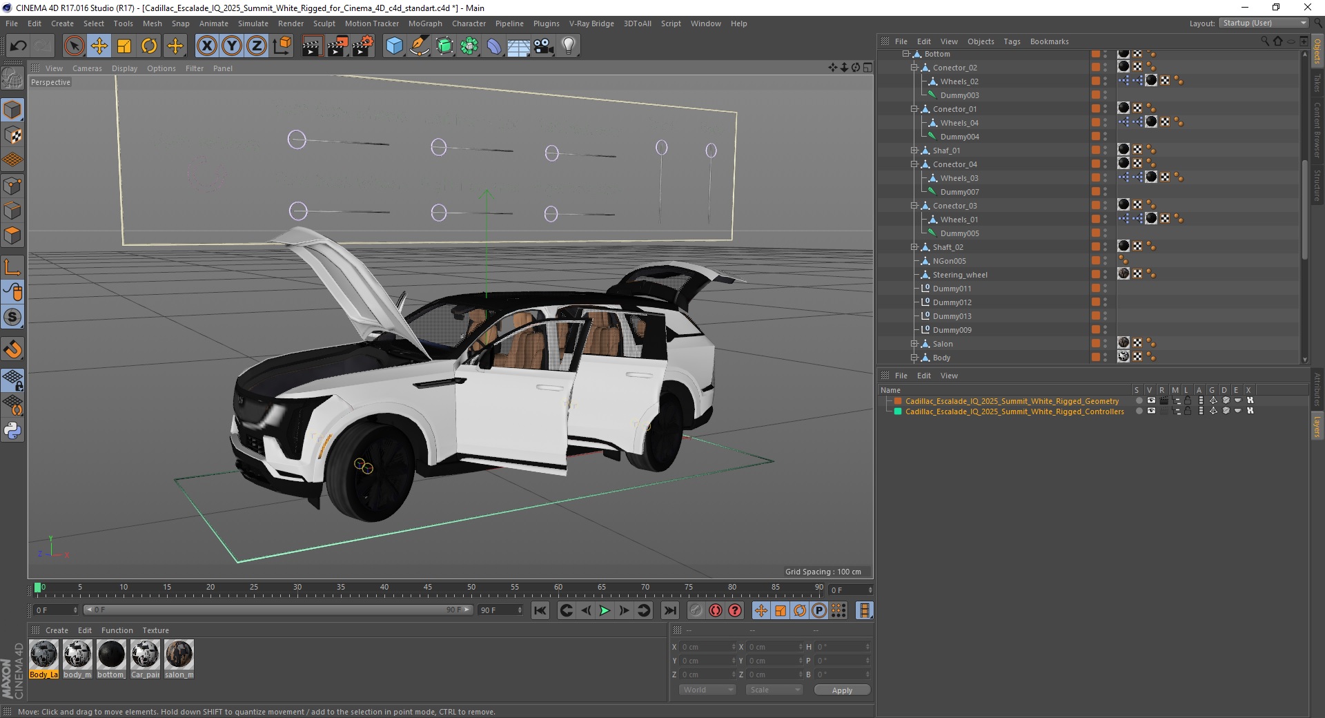 Cadillac Escalade IQ 2025 Summit White Rigged for Cinema 4D 3D model