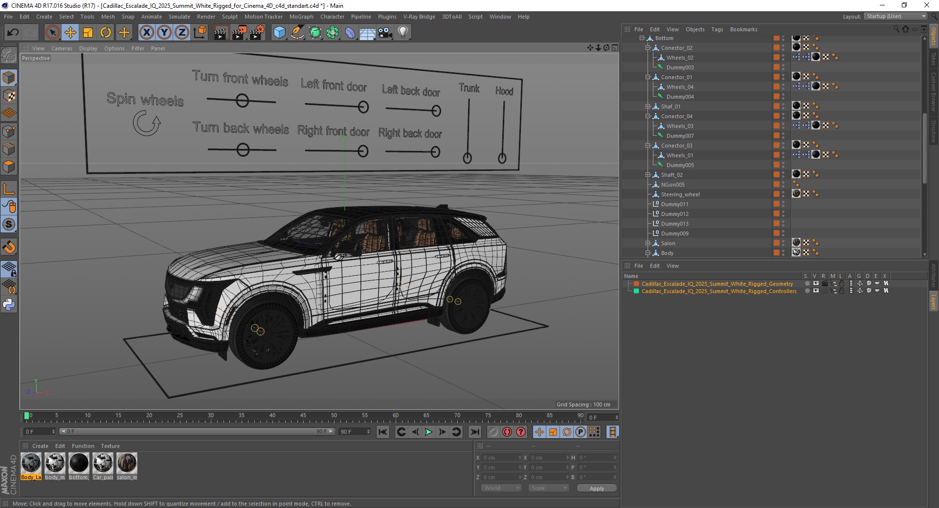 Cadillac Escalade IQ 2025 Summit White Rigged for Cinema 4D 3D model