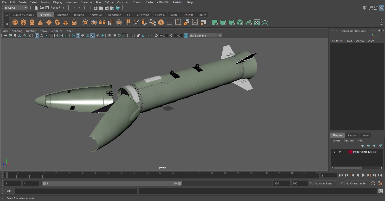3D Hypersonic Missile model