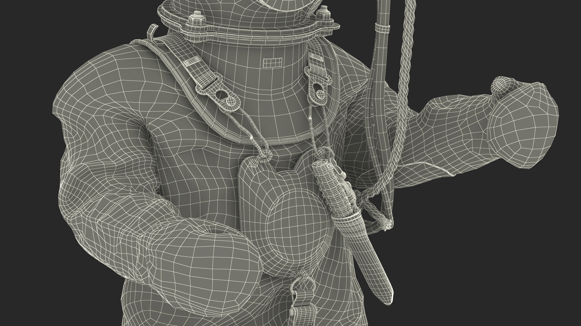 3D model Antique Copper Diving and Fish