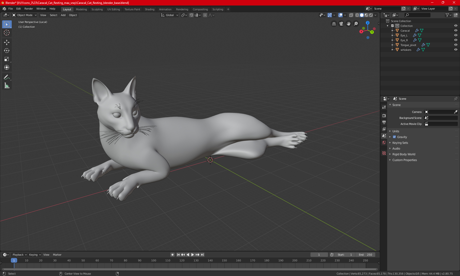 Caracal Cat Resting 3D model