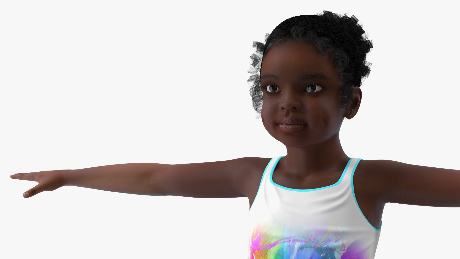 3D Black Girl Child Sporty Style with Hoop Rigged