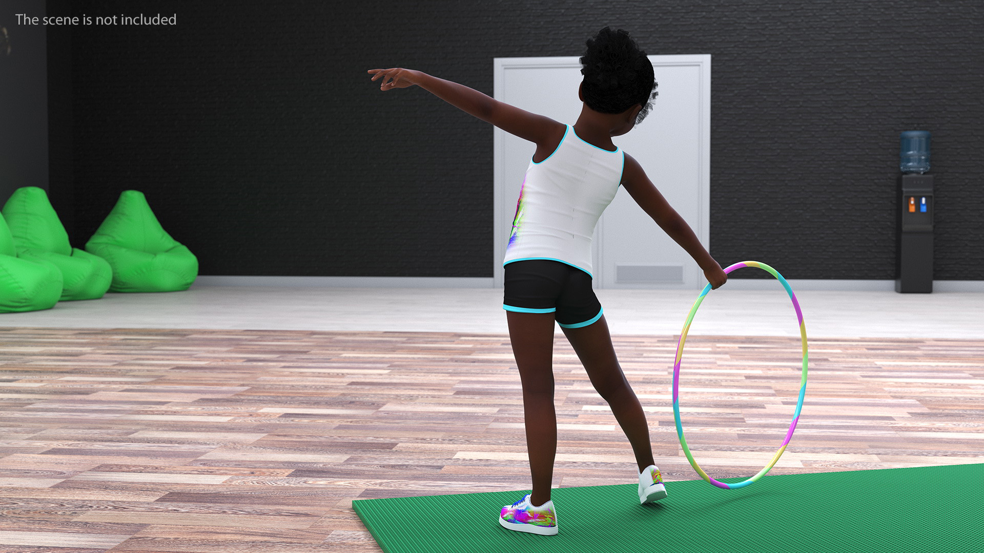 3D Black Girl Child Sporty Style with Hoop Rigged