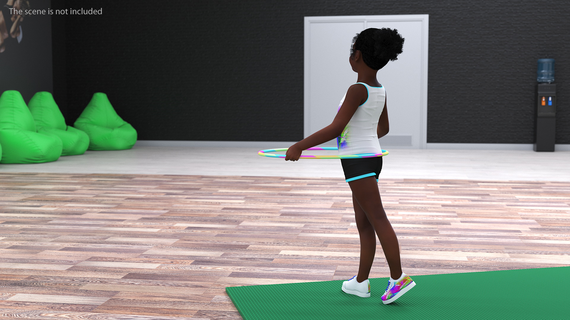 3D Black Girl Child Sporty Style with Hoop Rigged
