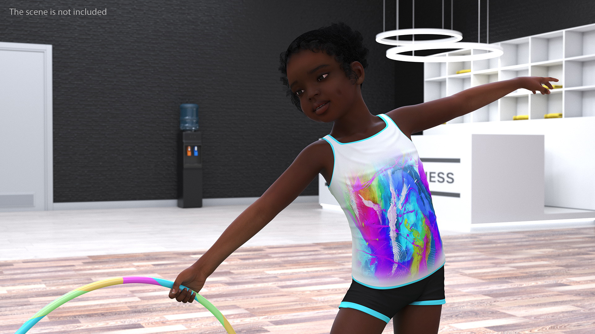 3D Black Girl Child Sporty Style with Hoop Rigged