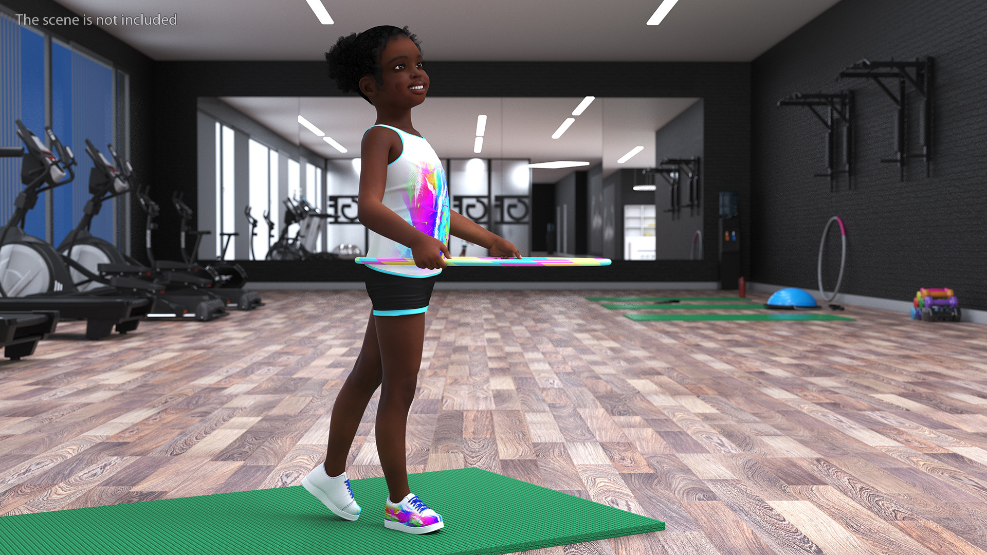 3D Black Girl Child Sporty Style with Hoop Rigged