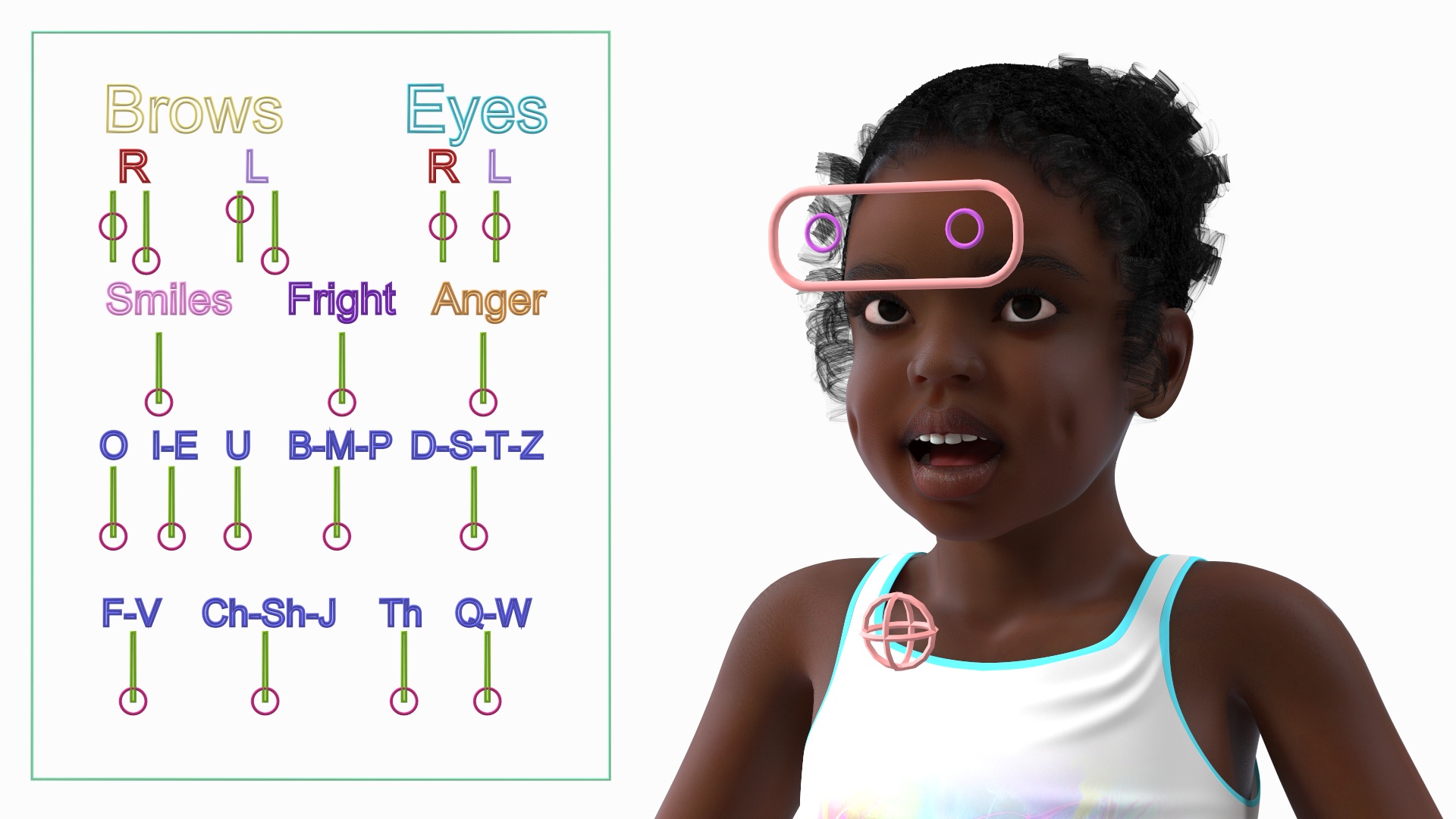 3D Black Girl Child Sporty Style with Hoop Rigged