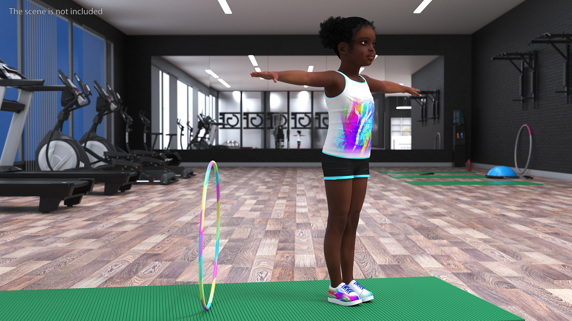 3D Black Girl Child Sporty Style with Hoop Rigged