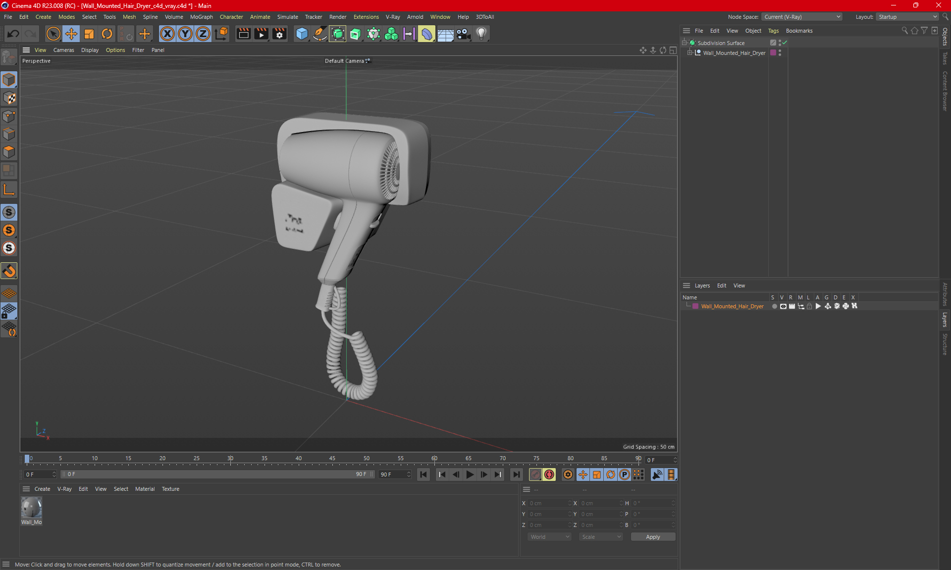 3D Wall Mounted Hair Dryer model