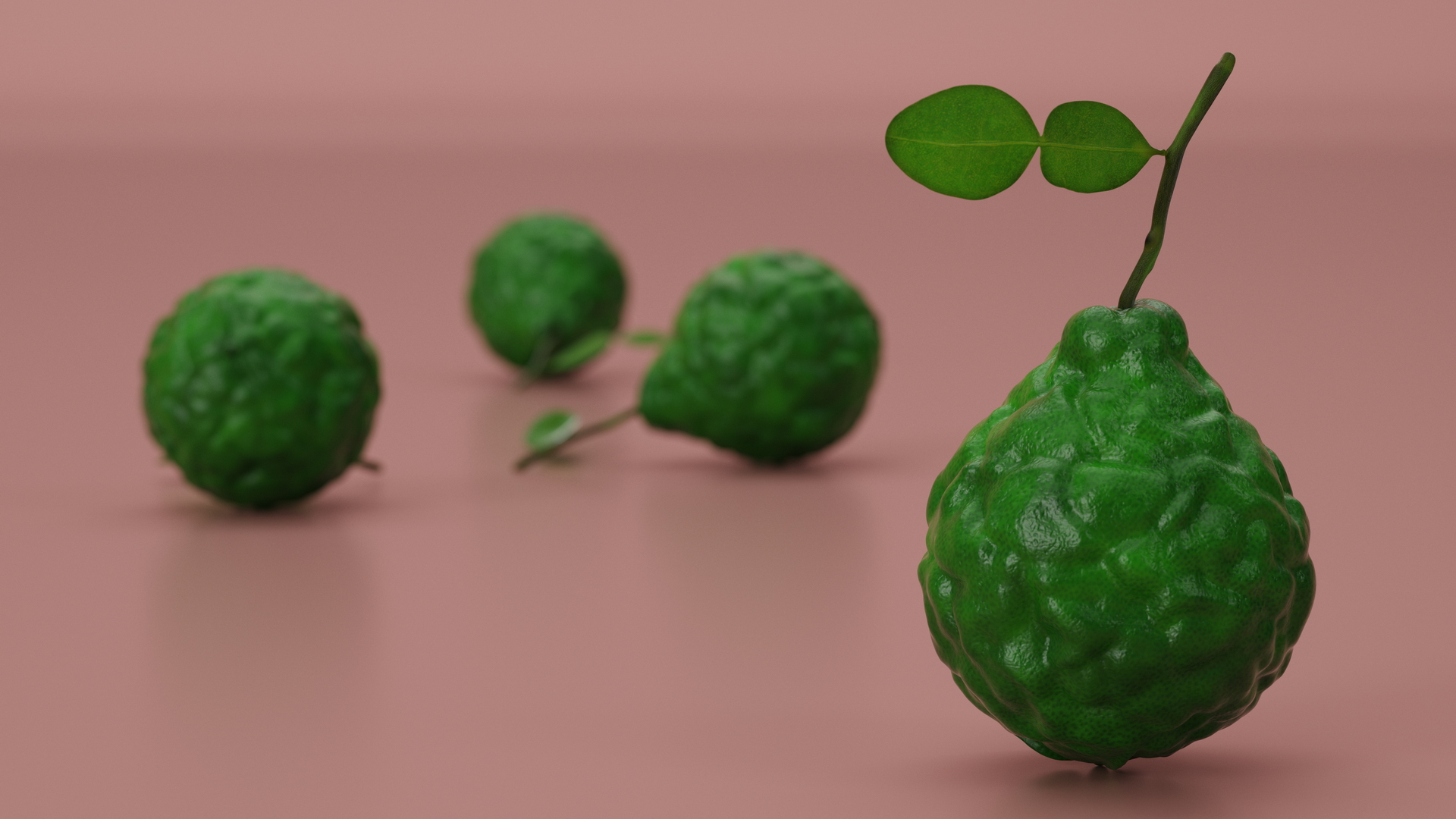 Bergamot Fruit with Leaf 3D model