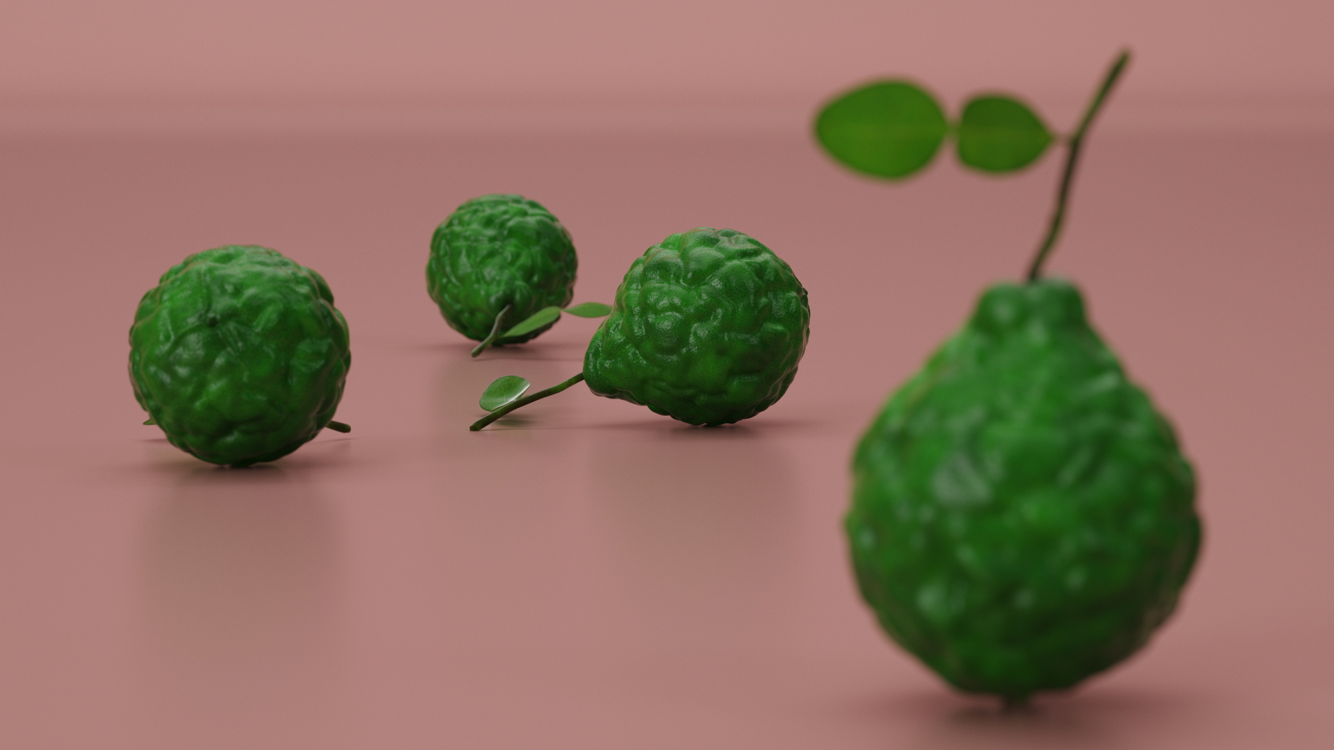 Bergamot Fruit with Leaf 3D model