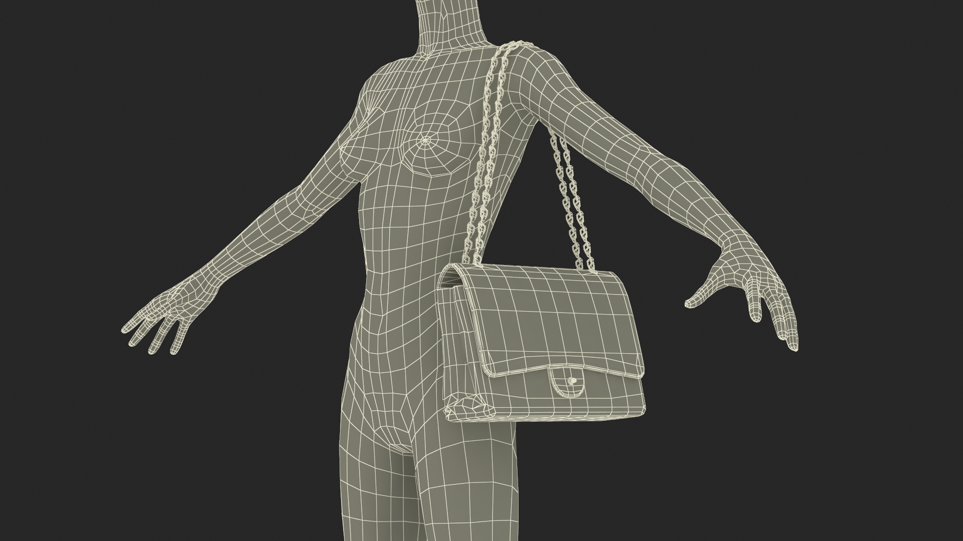 Leather Classic Womens Handbag on Manequin 3D