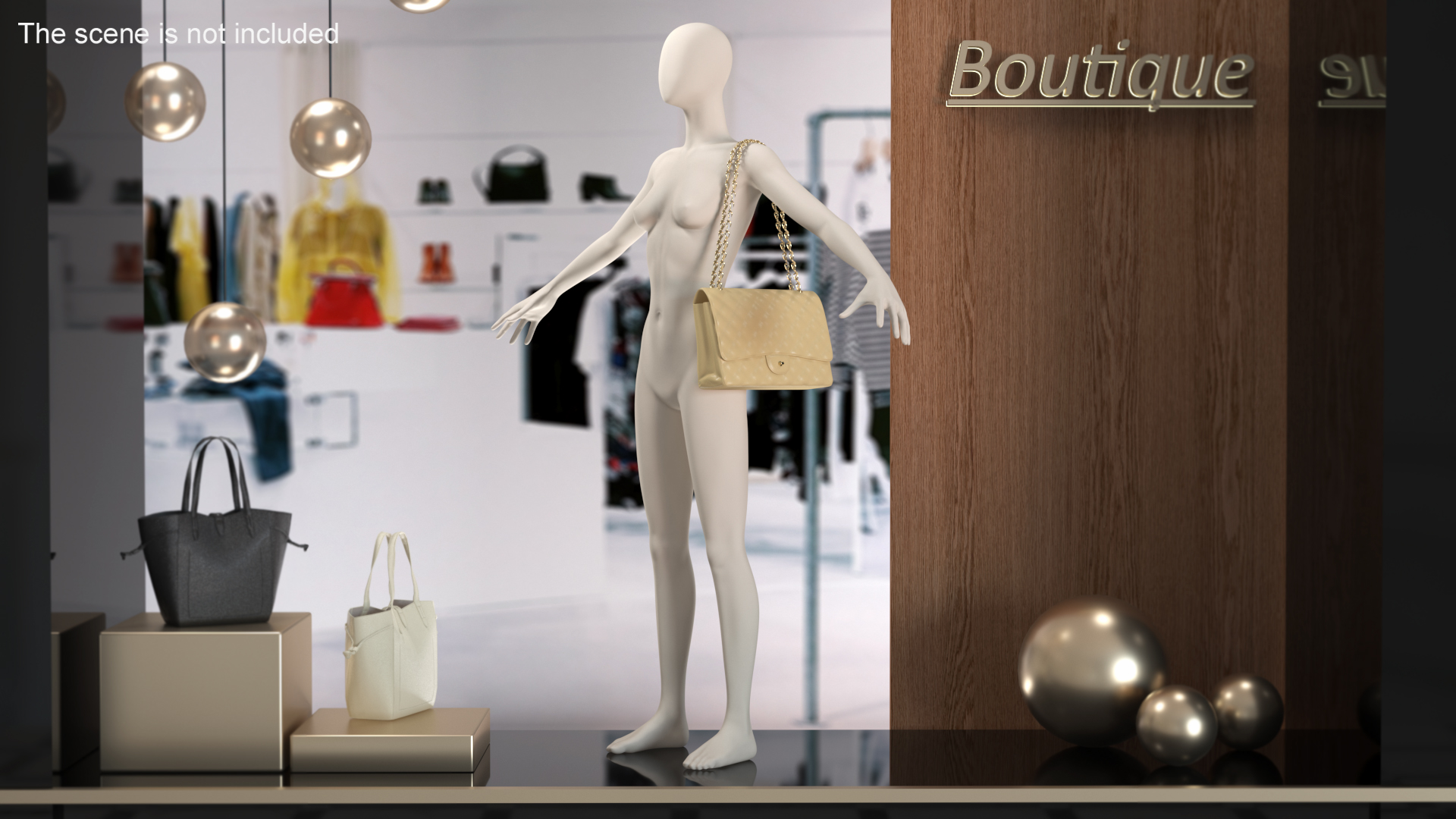 Leather Classic Womens Handbag on Manequin 3D