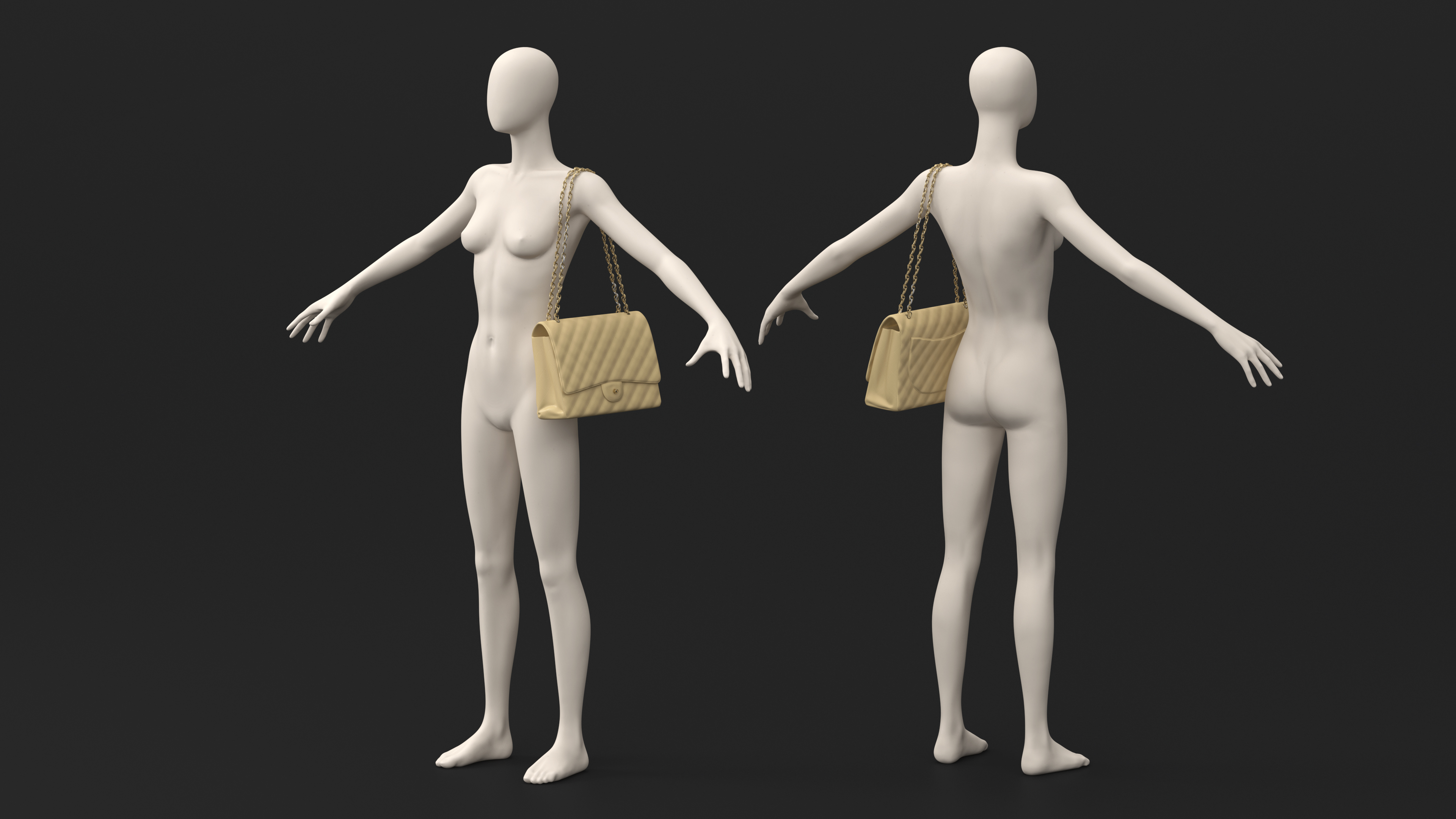 Leather Classic Womens Handbag on Manequin 3D