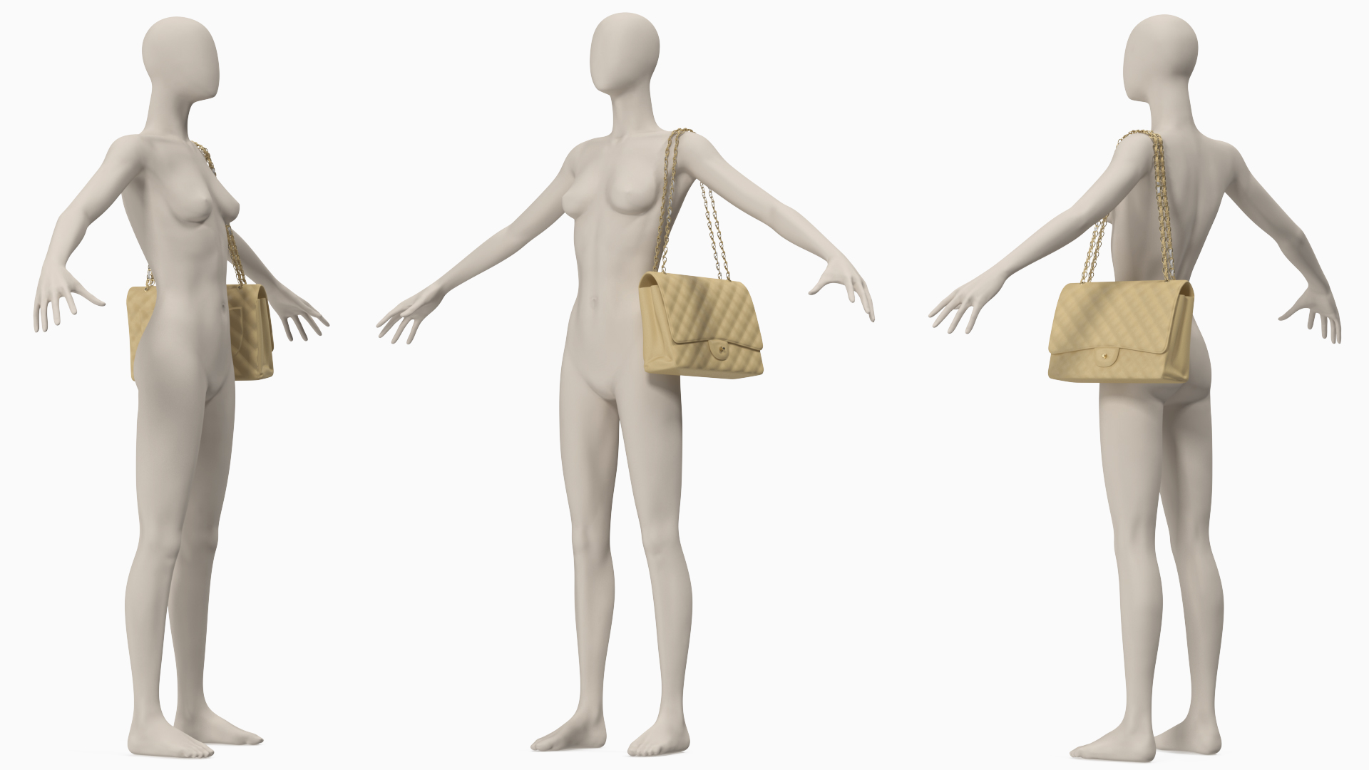 Leather Classic Womens Handbag on Manequin 3D