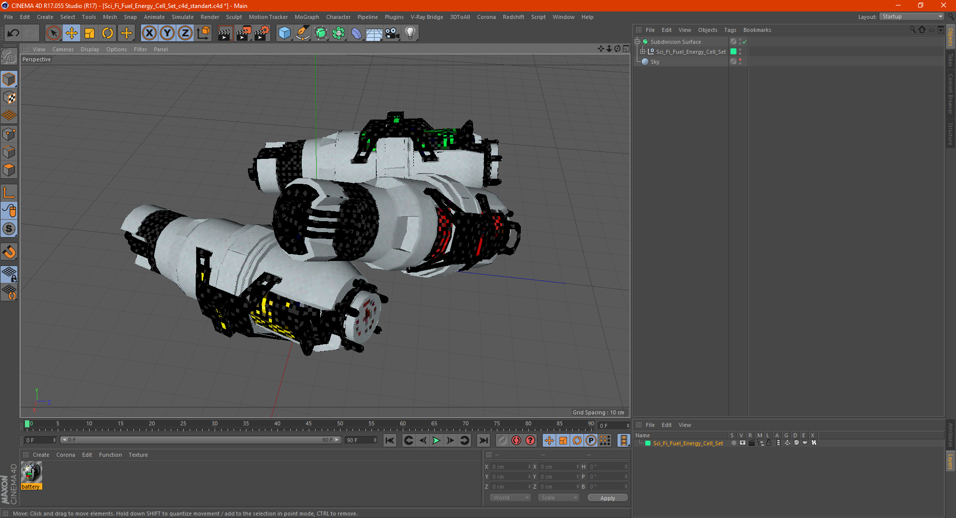 Sci Fi Fuel Energy Cell Set 3D