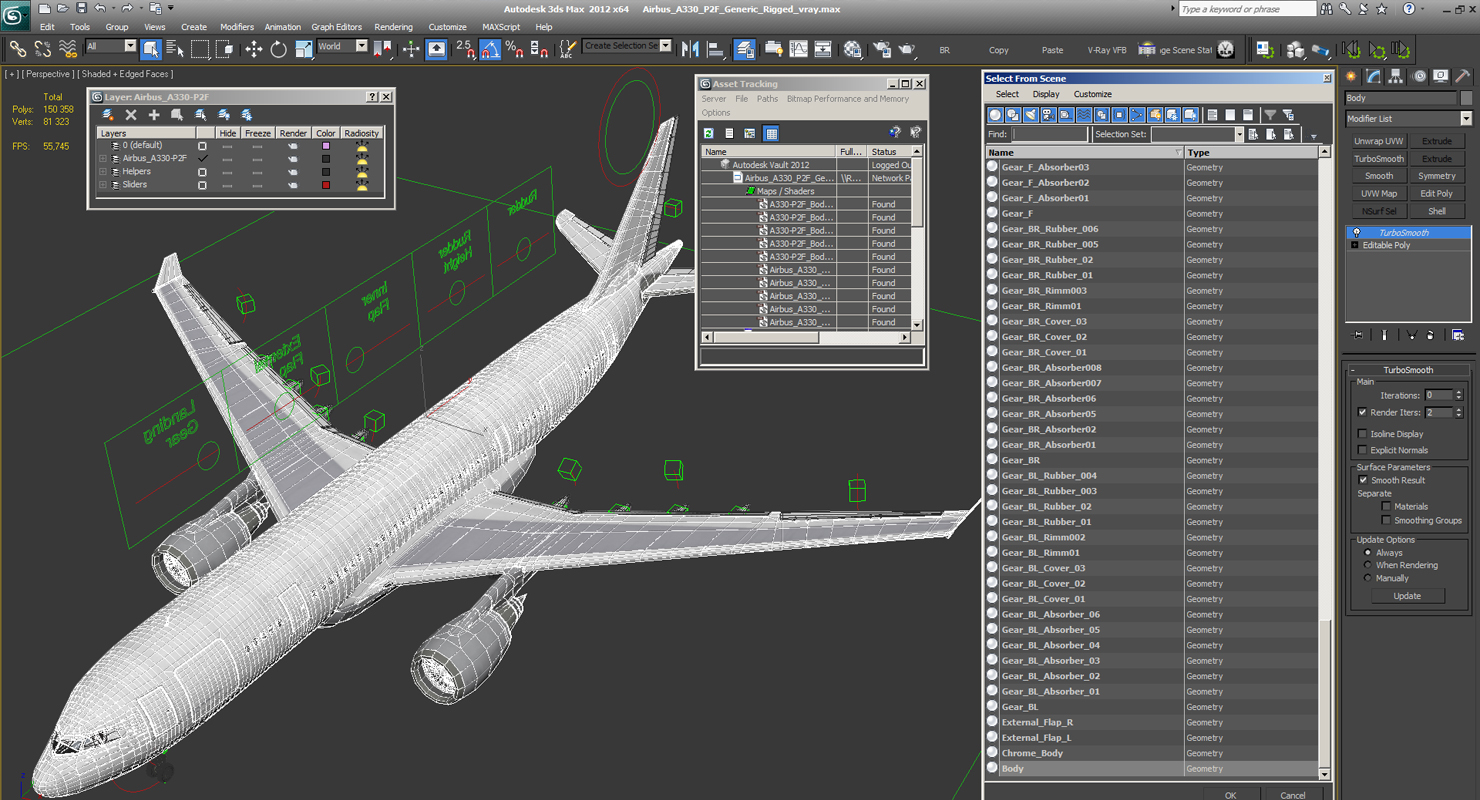 3D model Airbus A330 P2F Generic Rigged
