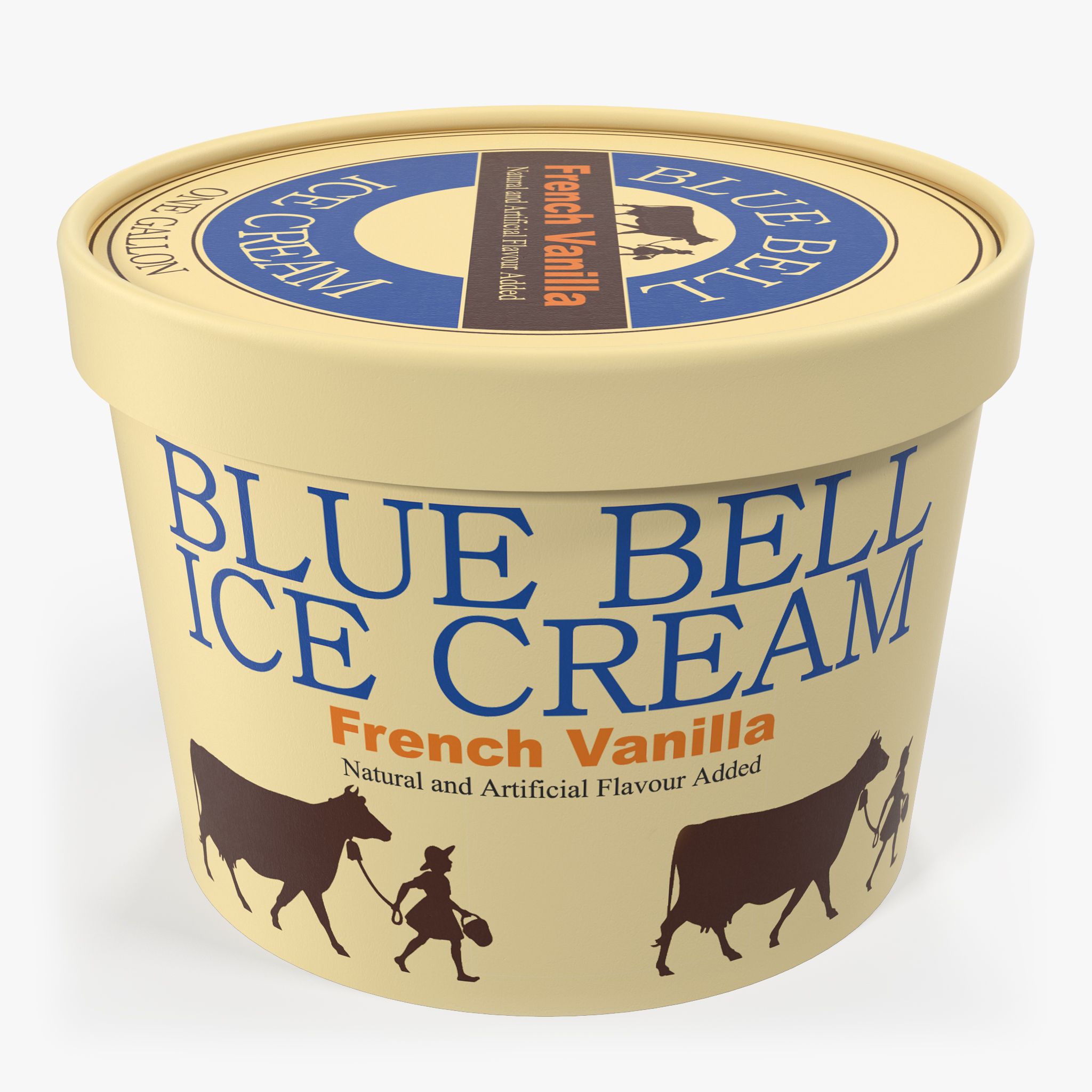 Ice Cream Gallon Tub Vanilla 3D Model, view 3