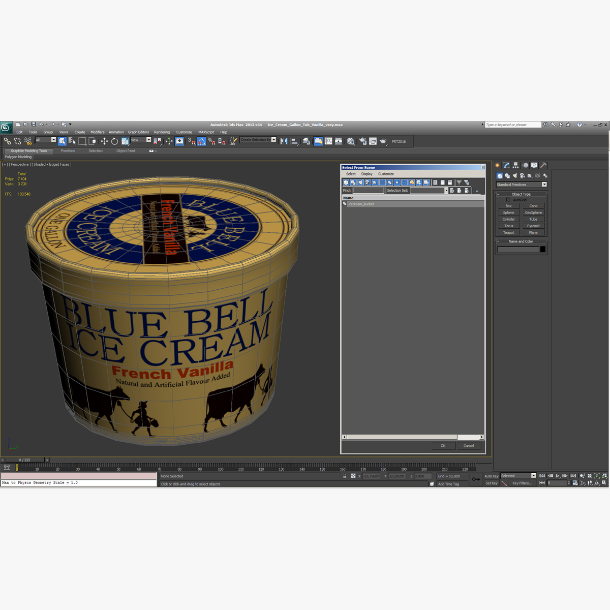 3D Ice Cream Gallon Tub Vanilla model