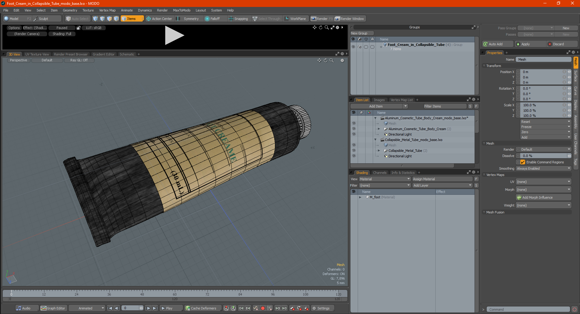 3D model Foot Cream in Collapsible Tube