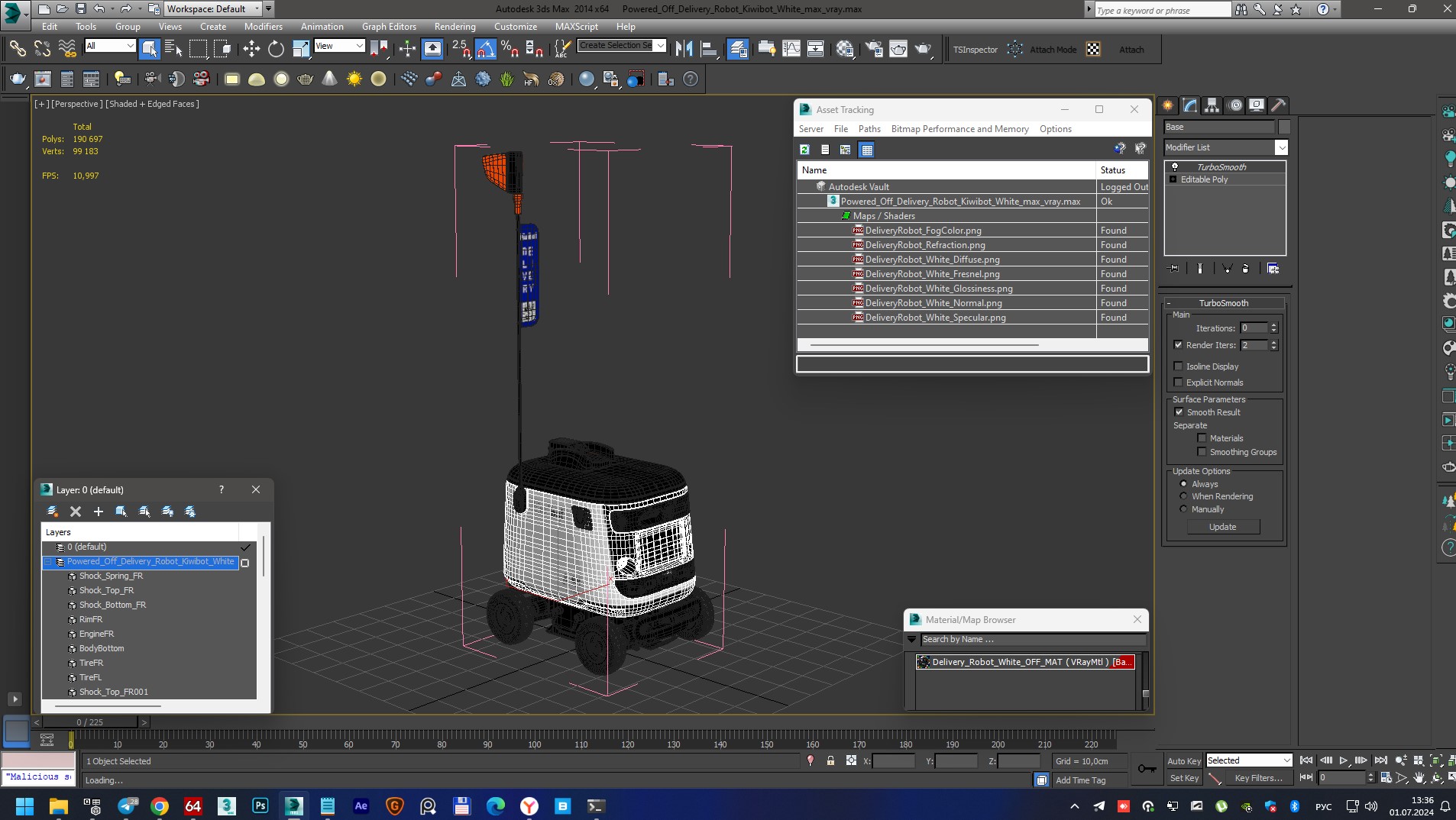 3D model Powered Off Delivery Robot Kiwibot White