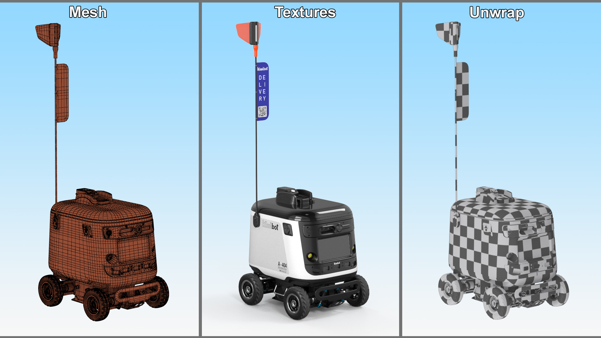 3D model Powered Off Delivery Robot Kiwibot White