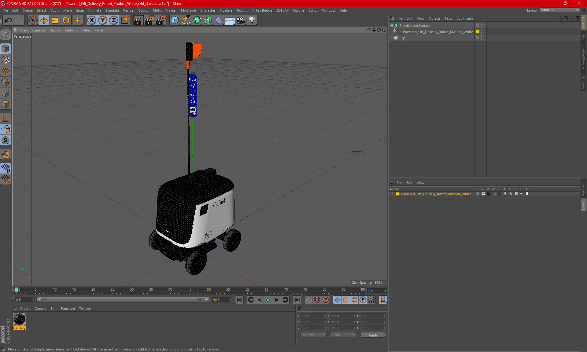 3D model Powered Off Delivery Robot Kiwibot White