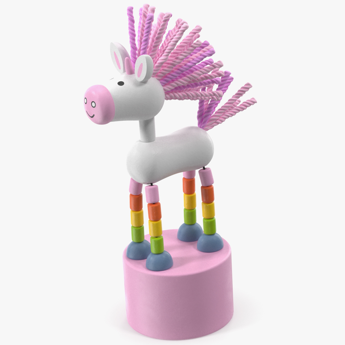 Pink Unicorn Push Puppet Toy Rigged for Cinema 4D 3D model