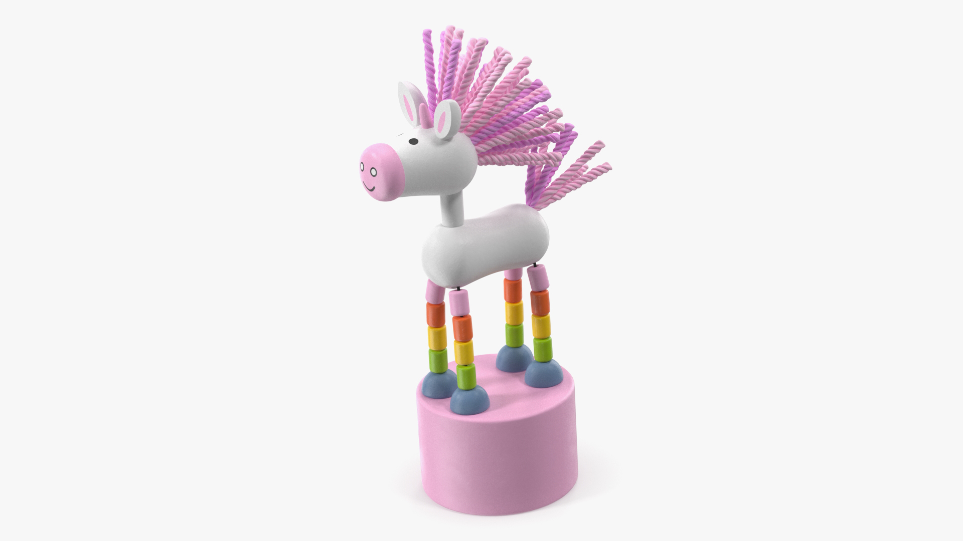 Pink Unicorn Push Puppet Toy Rigged for Cinema 4D 3D model