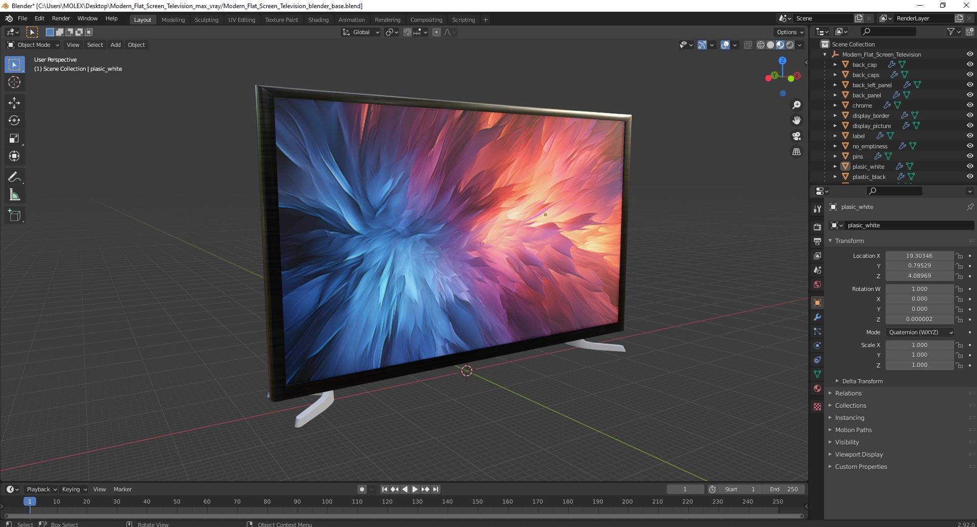 Modern Flat Screen Television 3D model