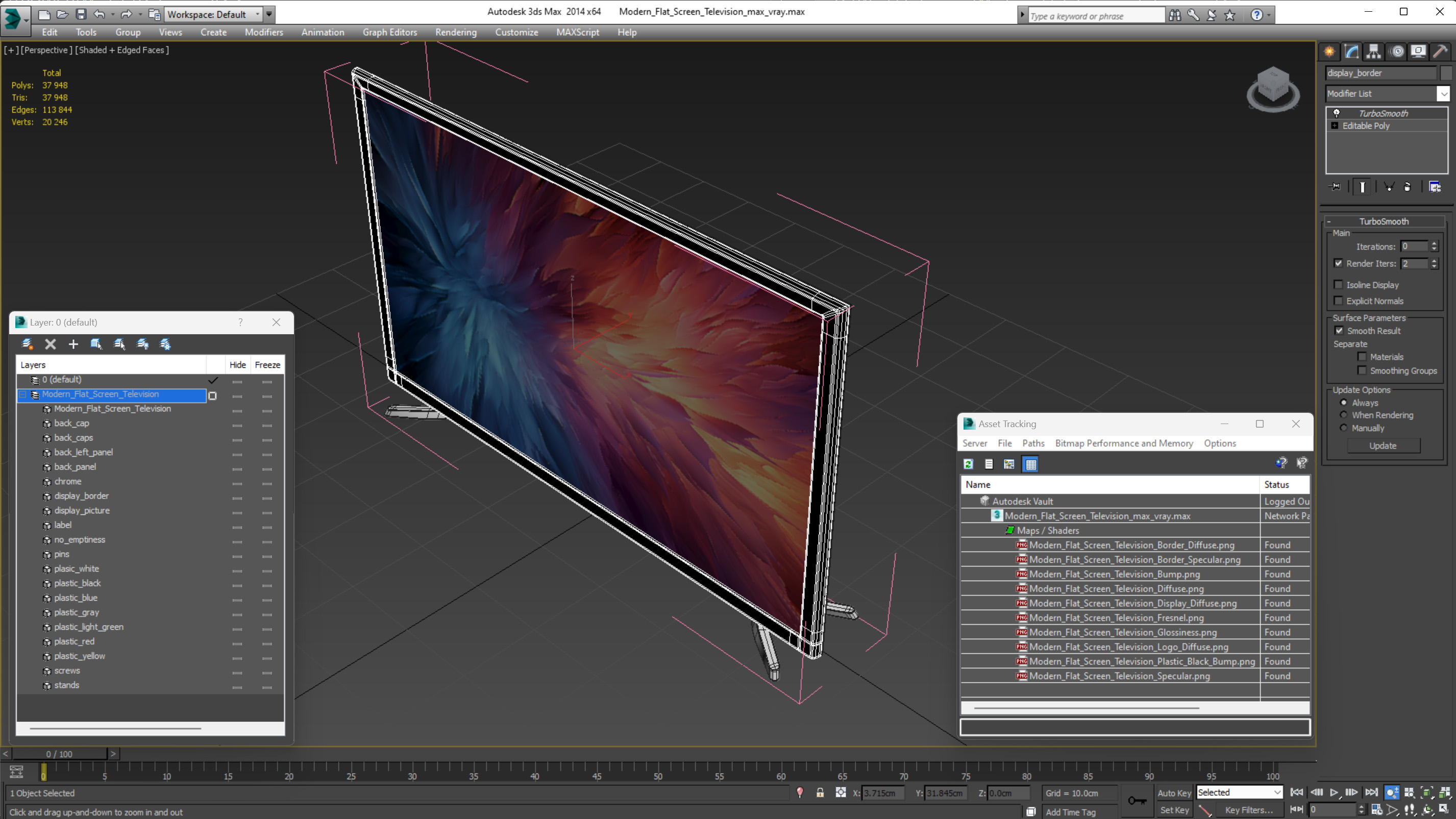 Modern Flat Screen Television 3D model