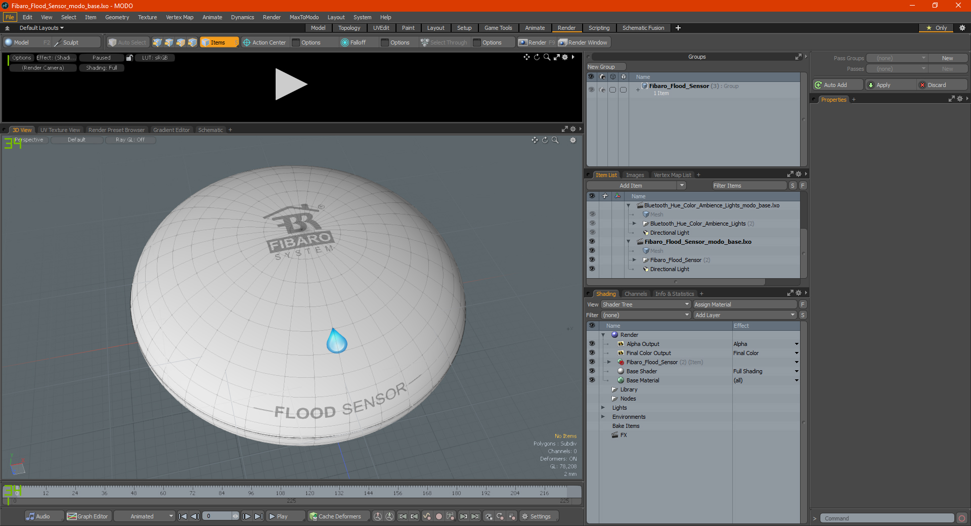 Fibaro Flood Sensor 3D model