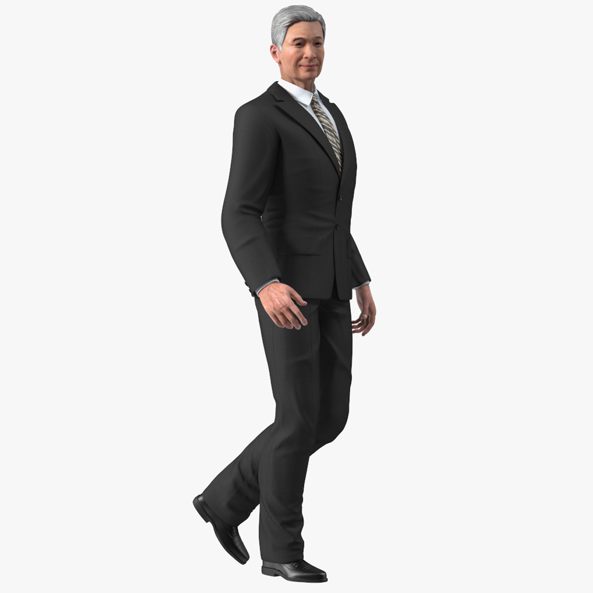 3D model Chinese Elderly Man Business Style Rigged for Maya
