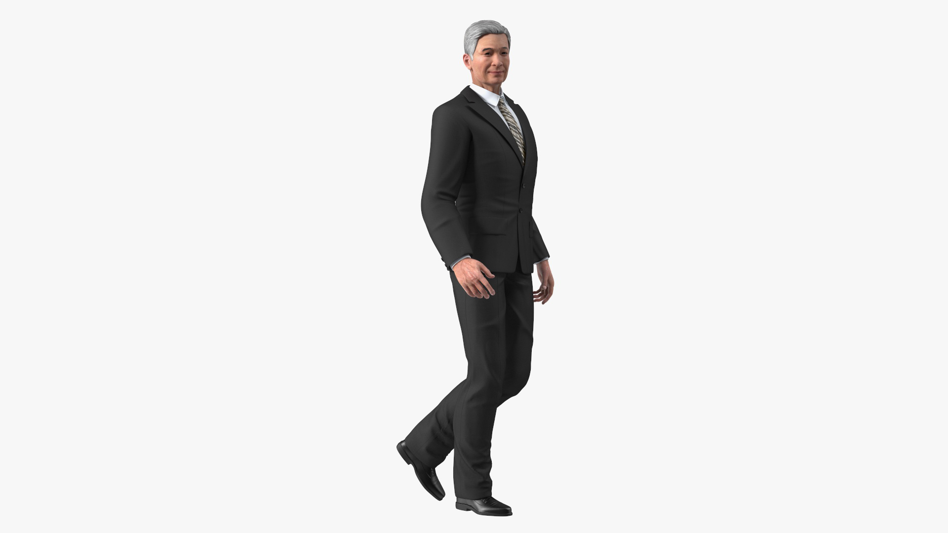 3D model Chinese Elderly Man Business Style Rigged for Maya