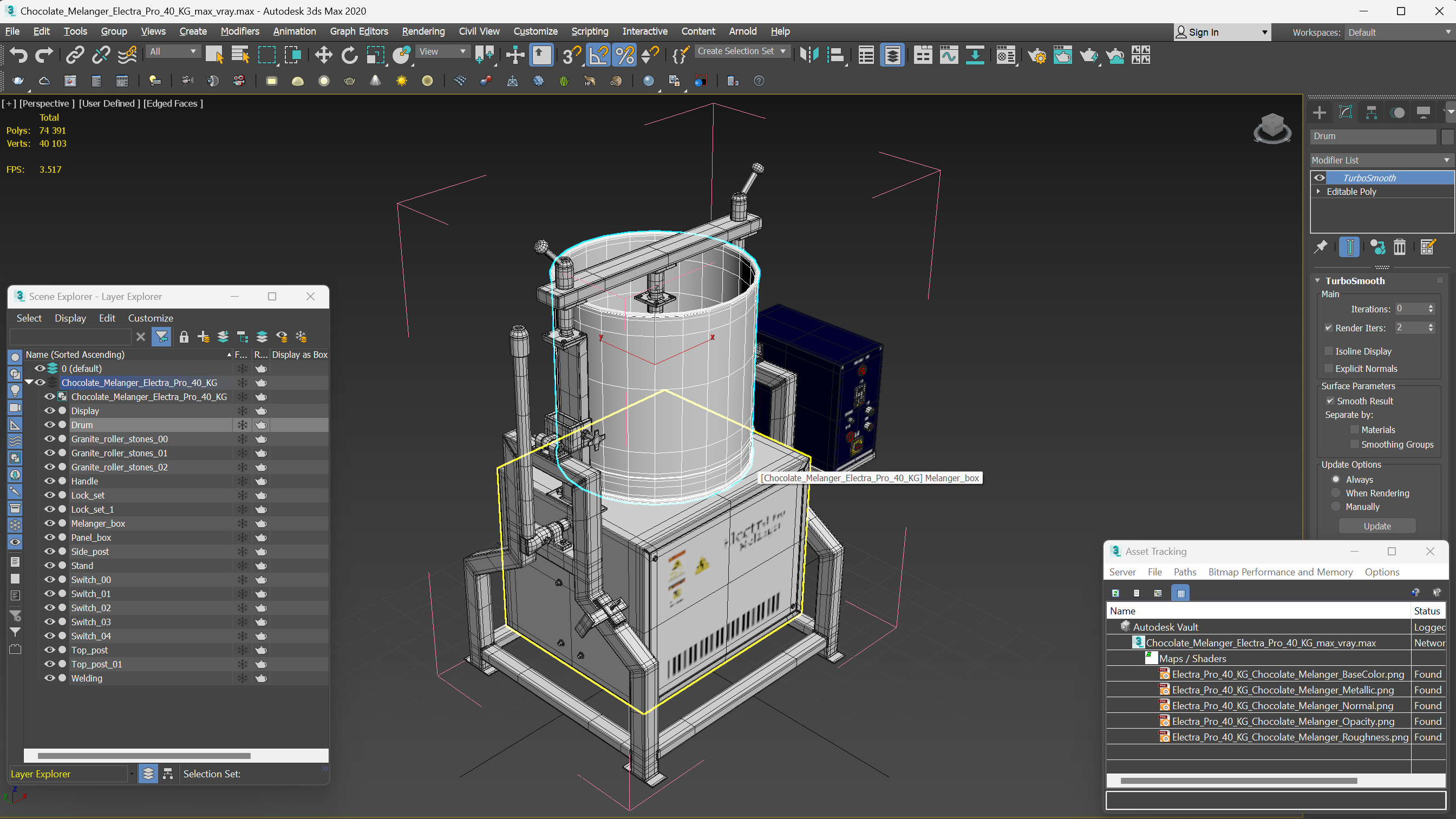 3D Chocolate Melanger Electra Pro 40 KG