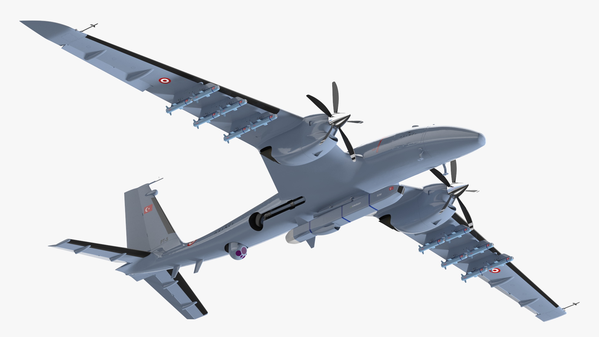 Baykar Bayraktar Akinci Rigged for Cinema 4D 3D model