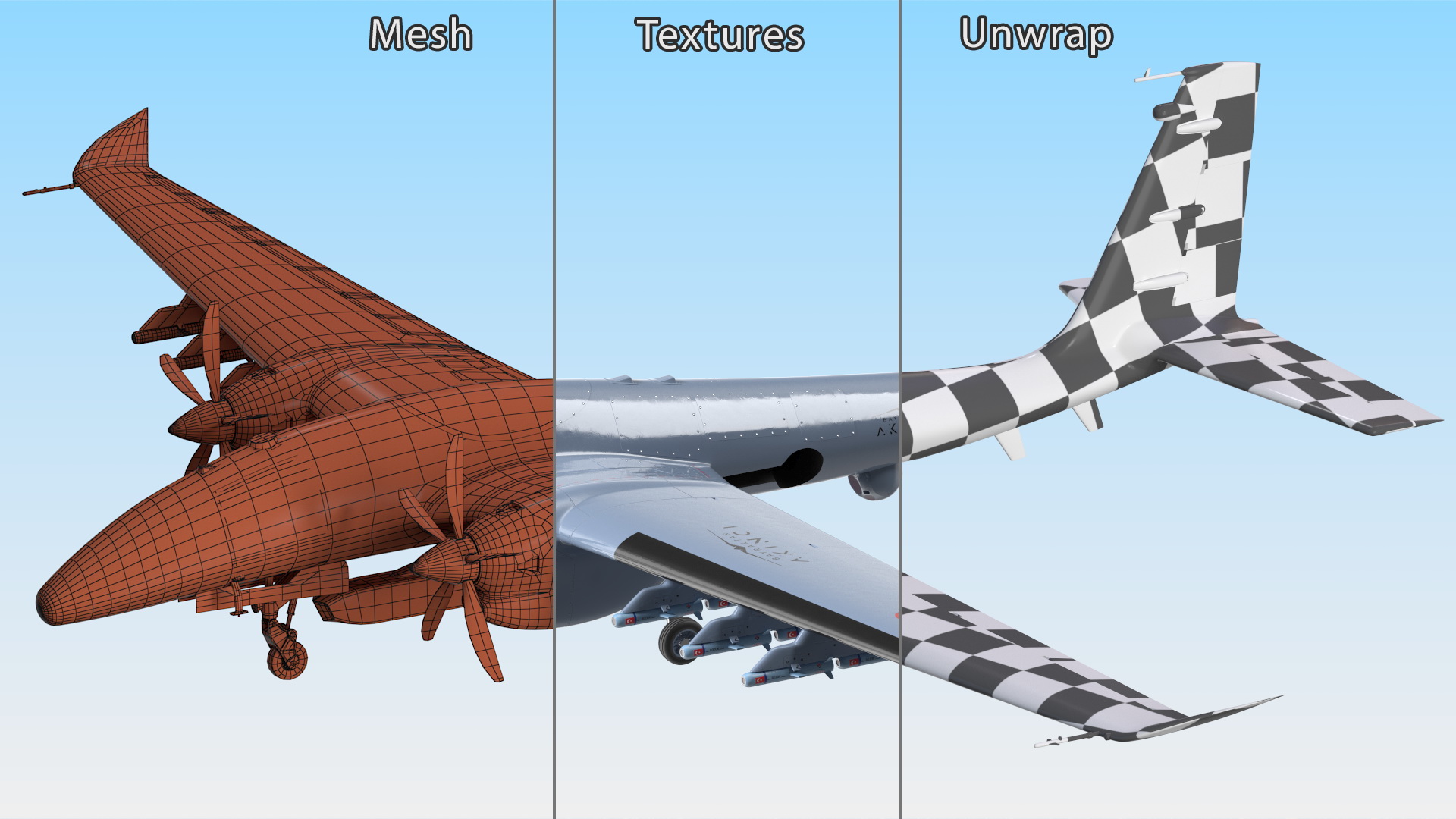 Baykar Bayraktar Akinci Rigged for Cinema 4D 3D model