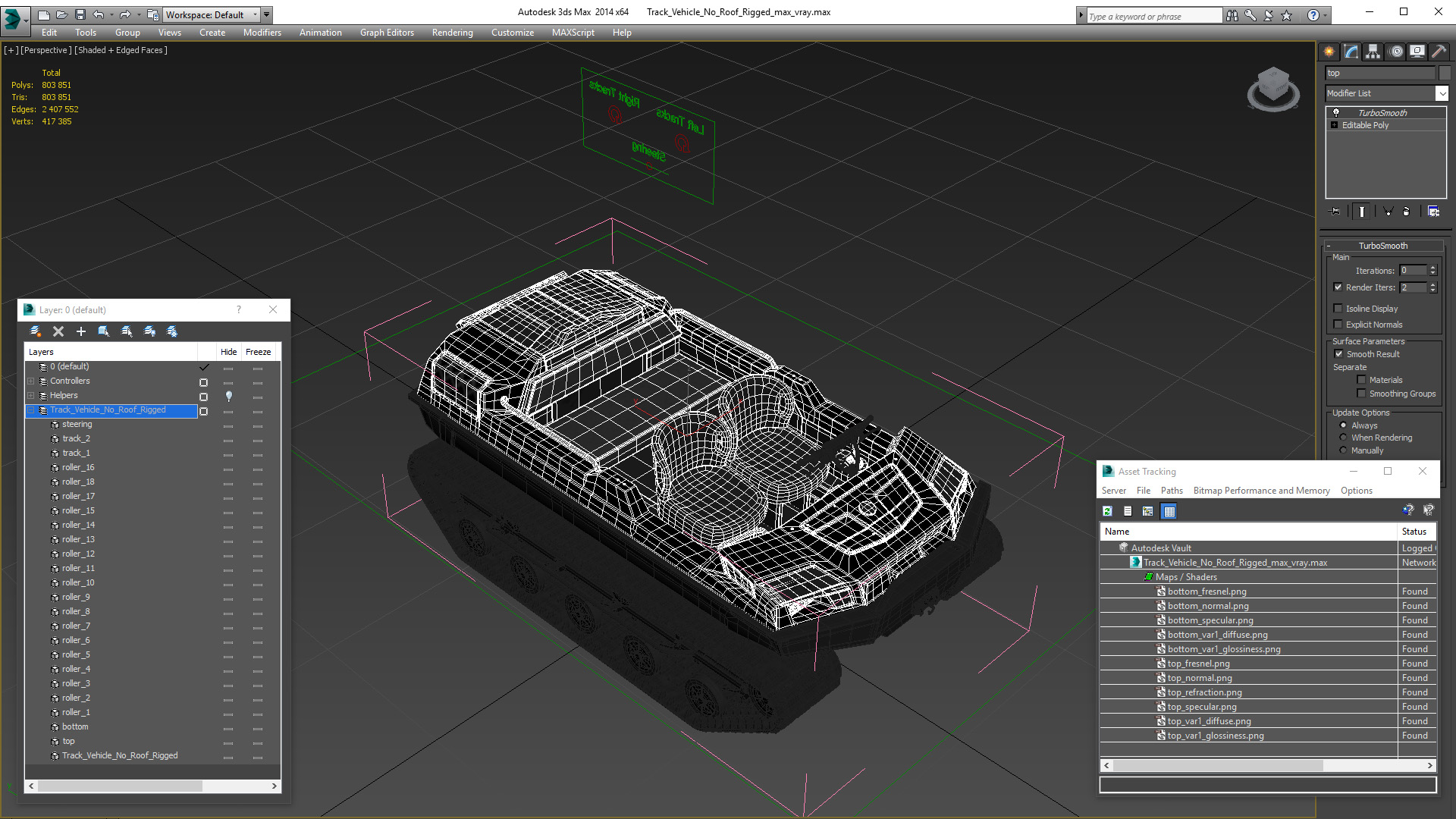3D Track Vehicle No Roof Rigged model