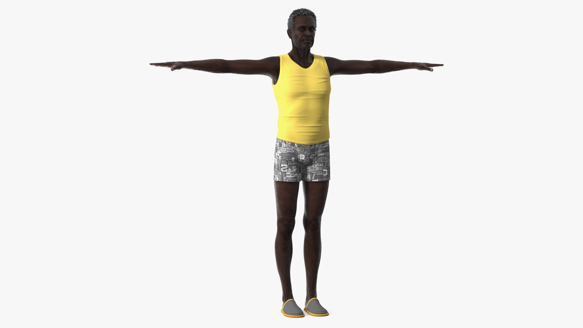 3D Afro American Grandpa Wearing Pajamas Rigged for Maya model