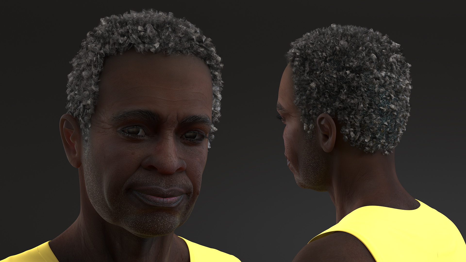 3D Afro American Grandpa Wearing Pajamas Rigged for Maya model