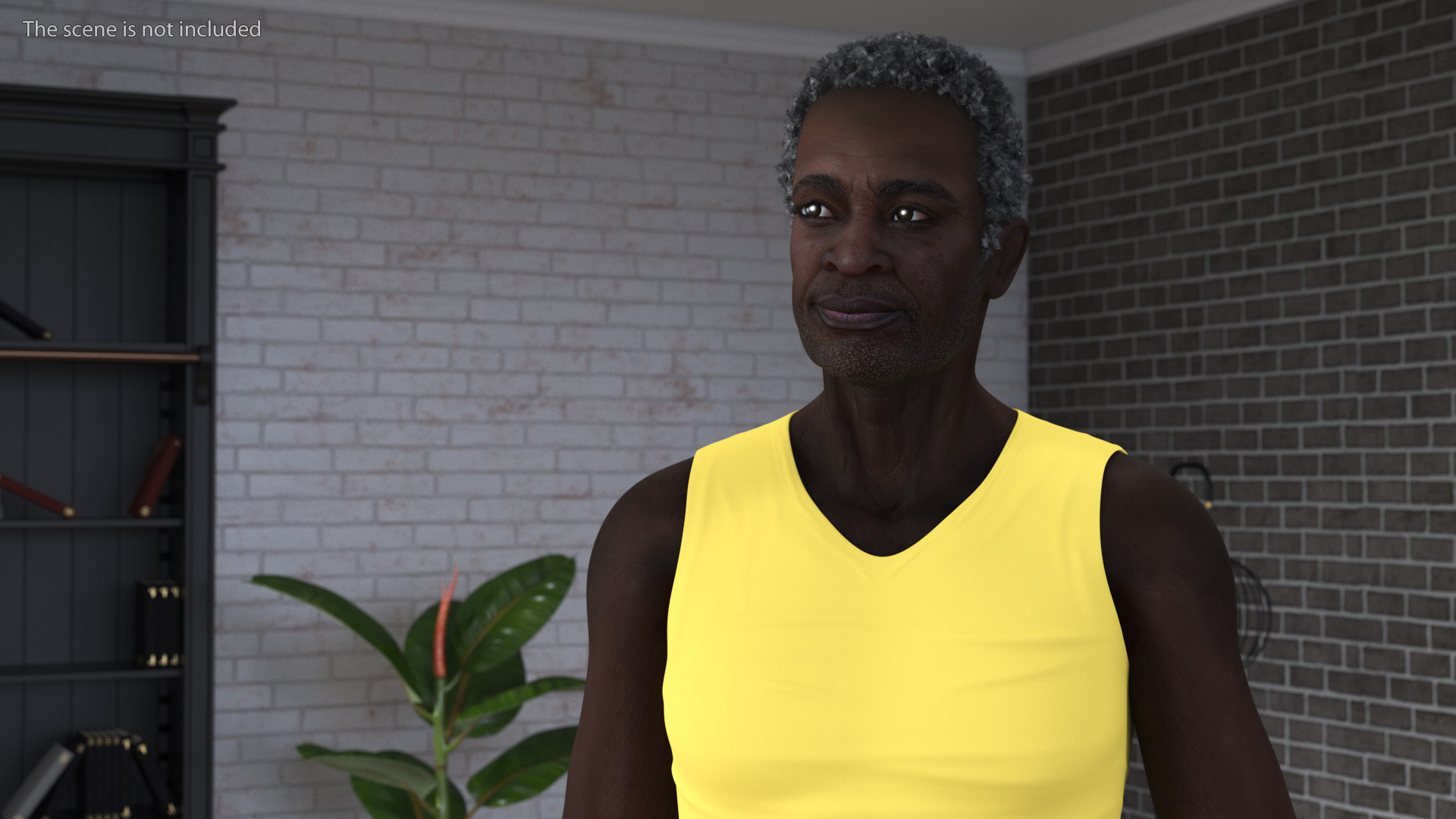 3D Afro American Grandpa Wearing Pajamas Rigged for Maya model