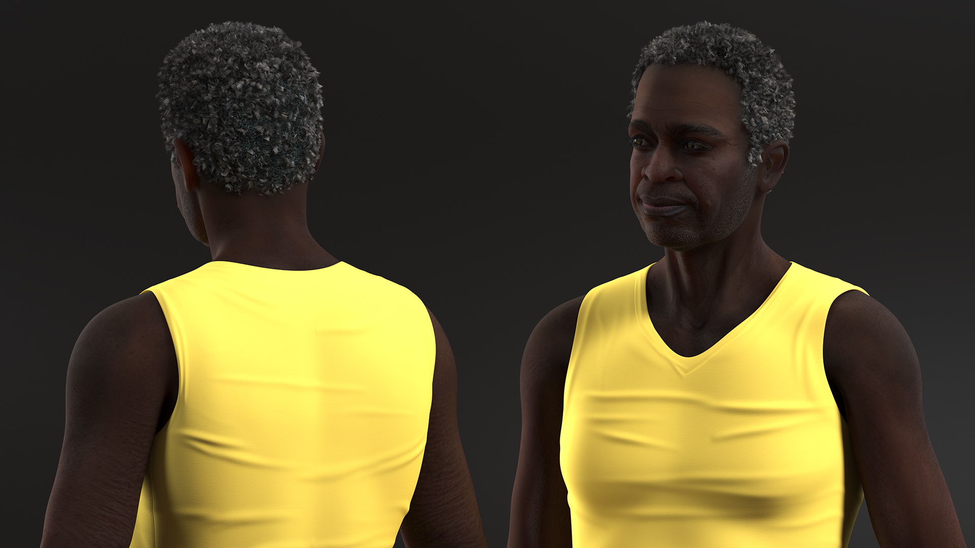 3D Afro American Grandpa Wearing Pajamas Rigged for Maya model